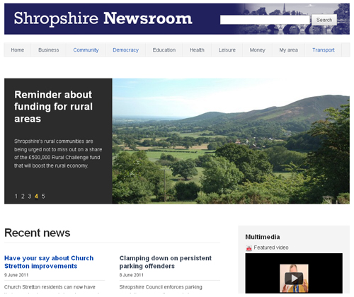 Screenshot of Shropshire Newsroom