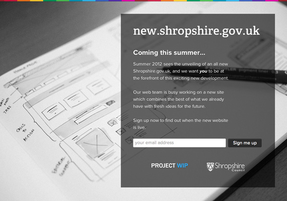 THe new.shropshire.gov.uk holding page is live now