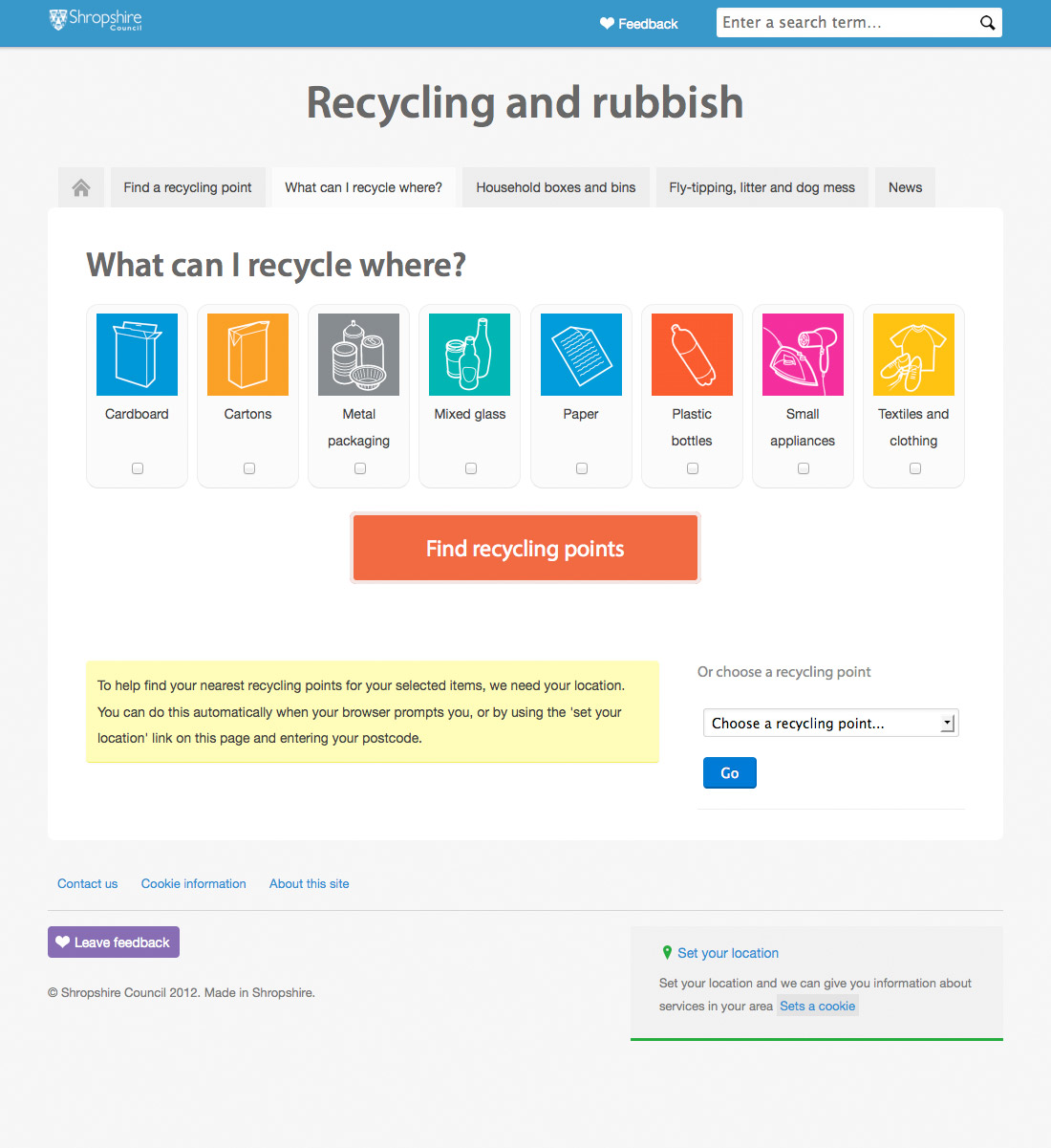 Screenshot of an design stage of the what I can recycle where page