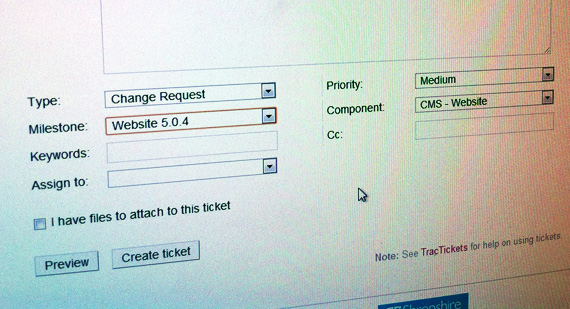 Create a new ticket