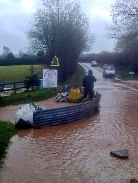 The picture of self-built flood defences we were sent via Twitter